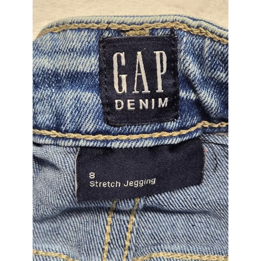 Gap Kids Stretch Jegging Distressed Medium Wash Blue Denim Jeans Size 8